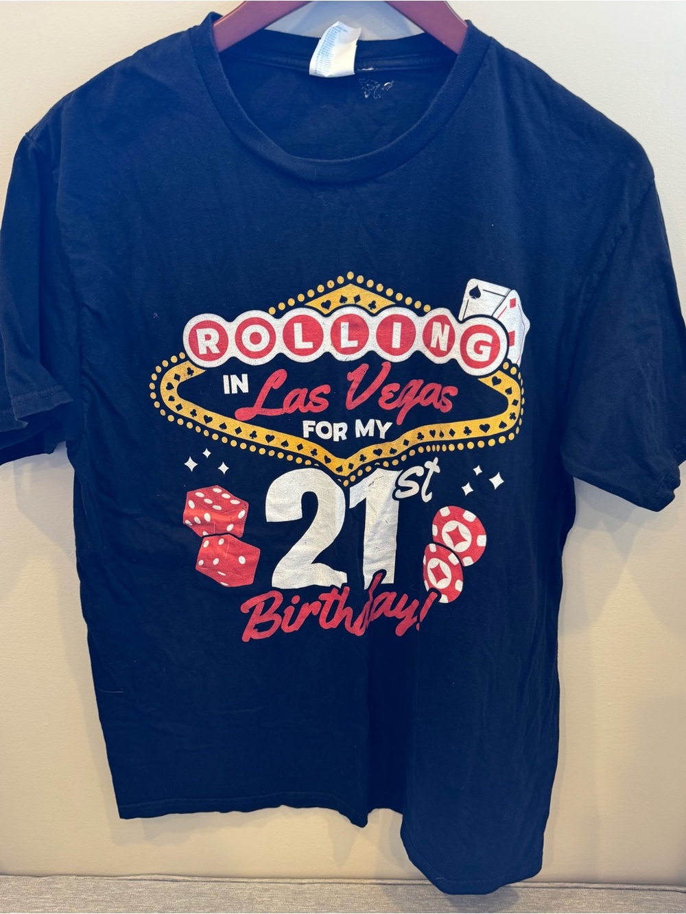 Black 'Rolling in Las Vegas for My 21st Birthday' T-Shirt